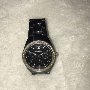 Gun metal black womens Fossil watch
